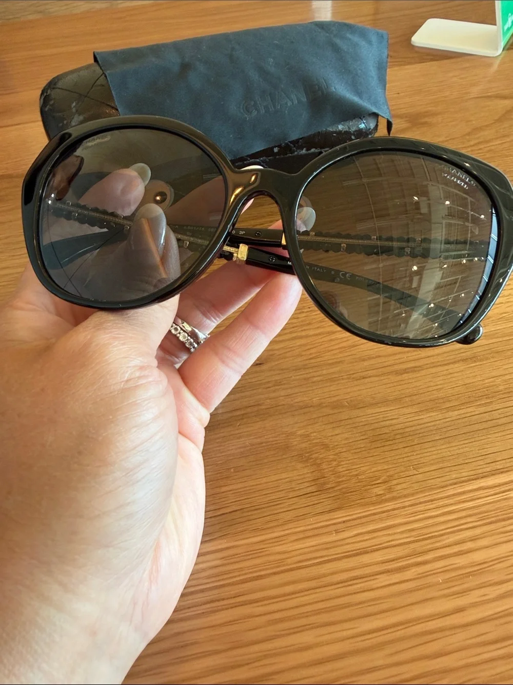 CHANEL Black Oversized Butterfly Sunglasses with Brown Lenses